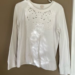 Jcrew Factory White sweatshirt with Floral cutout design